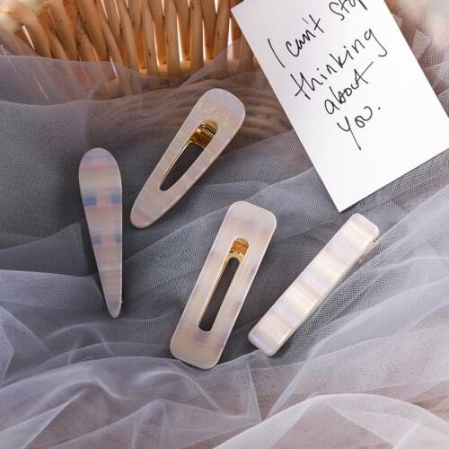 Korea Style Simple Girl Hair Clips Cute Simplicity White Rainbow Texture Japanese Hair Pins for Women Fashion Hair Accessories