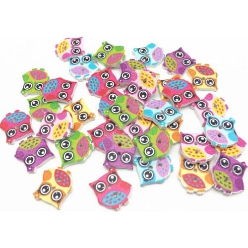 1000pcs 16x17mm Assorted Owl Shaped Wood Buttons 2 Holes Baby Fancy Sewing Clothing Accessories Jewelry Findings