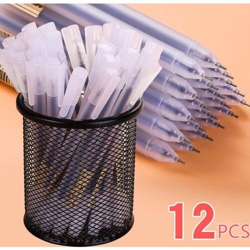 12PCS👍0.5mm Black/Blue/Red Ink Gel Pens Set Refills Student Carbon Water Exam Pen School Kawaii Stationary Supplies Wholesale