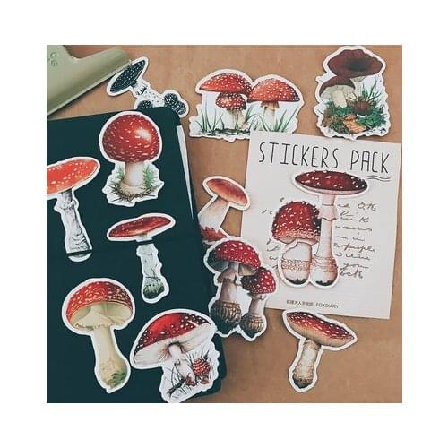 17PCS Wild mushroom Stickers Crafts And Scrapbooking stickers book Student label Decorative sticker DIY Stationery
