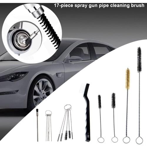 17pcs Multi-functional Airbrush Spray Gun Nozzle Cleaning Kit Needle Brush Set Brushes Cleaner Repair Tools for Nozzles Tubes