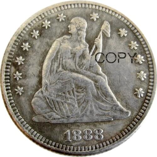 US 1888 P/S Seated Liberty Quater Dollar Silver Plated Copy Coin