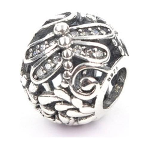 2018 Summer 925 Sterling Silver Dragonfly Hollow Charm Beads Fit Original PAN Bracelet Pendant Authentic DIY Jewelry Gift