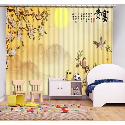 3D Blackout Window Curtains For Kids Bedding room Living room Hotel Drapes Cortinas Yellow magnolia