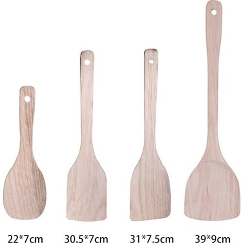 4 Piece Wooden Spatula, No paint and No wax for Cooking Reusable Wood Kitchen Utensils Set Tools for Cooking Nonstick Cookware
