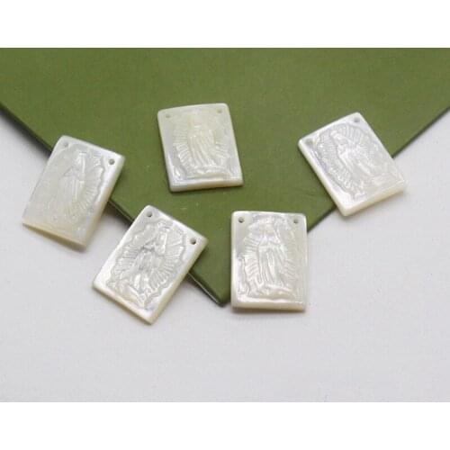 5pcs/lot 12x16mm Natural Rectangle Cut Virgin of Guadalupe Mother Pearl Shell Guadalupe Mother Pearl for DIY Jewelry