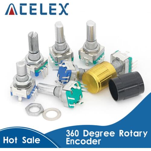 5PCS/LOT 20 Position 360 Degree Rotary Encoder EC11 w Push Button 5Pin Handle Long 15/20MM With A Built In Push Button Switch