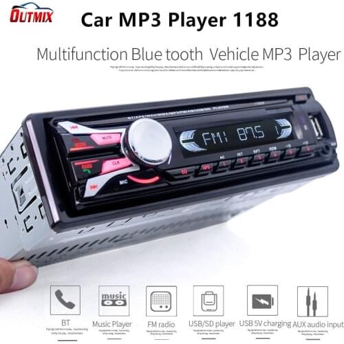 Car Radio Stereo Player Digital Bluetooth Car MP3-1188B 60Wx4 FM Radio Stereo Audio Music USB/SD with In Dash AUX Input