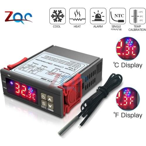 STC-3000 DC 12V 24V AC 110V-220V LED Digital Temperature Controller Thermoregulator thermostat Control With Heater Cooler Sensor