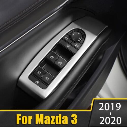 For Mazda 3 Axela 2019 2020 Stainless Steel Car Door Armrest Panel Window Switch Lift Buttons Covers Trim Interior Accessories