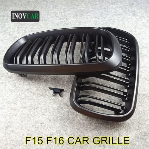 Dual Line Mesh Grille For B-MW X5 X6 F15 F16 2014-2018 ABS Material Matte Black/ M Color Car Front Hood Grille Car-styling