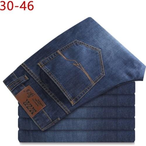 Men Big Size Comfortable Fashion Jeans Male Classic Stretch Straight Leisure Pants Homme Breathable Quality Blue Casual Trousers