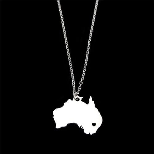 European And American Fashion Simple Jewelry Personality Creative Map Australia Stainless Steel Pendant Necklace