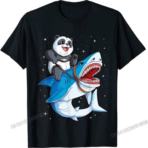 Panda Riding Shark Funny Boys Men Space Galaxy Jawsome T-Shirt Camisas Men T Shirt New Coming Europe Cotton Mens T Shirt Europe