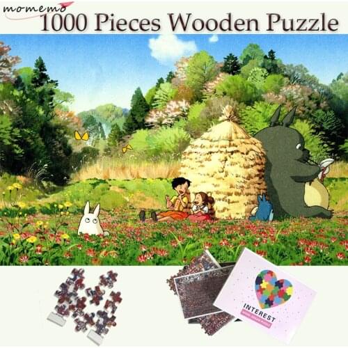 MOMEMO Totoro 1000 Pieces Wooden Puzzle Toys My Neighbor Totoro Anime Puzzle for Adults 1000 Pieces Jigsaw Puzzles Teenagers Toy