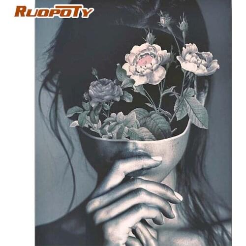 RUOPOTY Frameless Flower Woman Picture By Numbers For Adults DIY Gift Handmade Home Decor Figure Paint Acrylic Oil Color Canvas