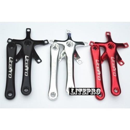 LITEPRO 412 Folding Bike Crank BCD 130mm Aluminum Alloy Square Hole Crank 170mm Folding Bicycle Crankset Part Black/Red/Silver