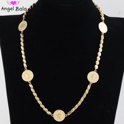 Muslim Islamic Gold Oman Coin Luxury Jewelry Unisex Pendant Allah Necklace Arab Party Banquet Wedding Holiday Gift Wholesale