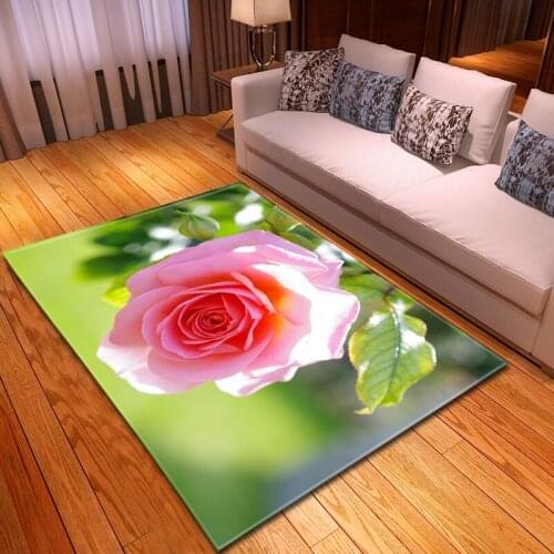 Soft Flannel Romantic Valentines Day Room Decor Carpet Rose Flowers 3D Printed Carpets Area Bedroom Rugs Hallway Mat Floor Home