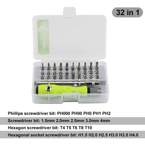 32 in 1 Screwdriver Set Precision Cross Head Torx Hex Screwdriver Bits Kit Phone Mobile iPad Camera Maintenance Hand Tool Set