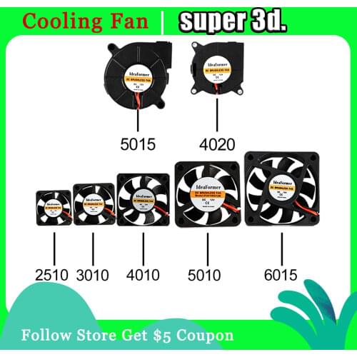 5015/4010/4020 12V&24V Cooling Turbo Fan Brushless 3D Printer Parts 2Pin For Extruder DC Cooler Blower Part Black Plastic Fans