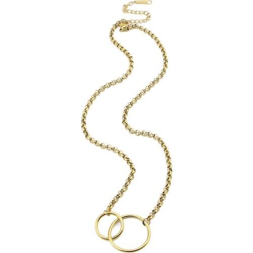 New Arrival Small Circle Chain Double Circle Pendant Necklace High Quality Gold and Silver Color Jewelry for Women Fashion Gift