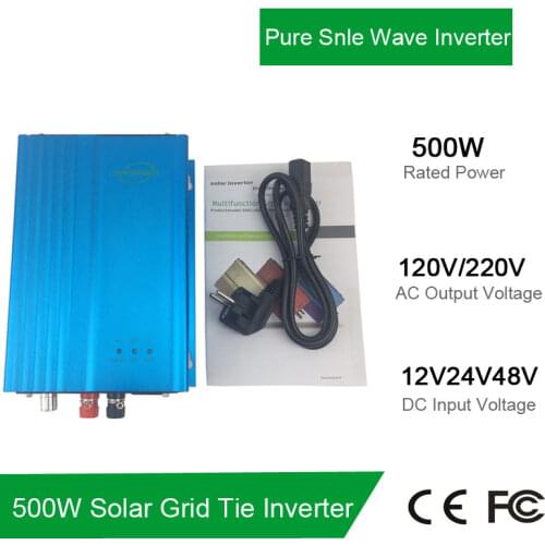 500W 12V 24V 36V 48V 60V 72V to AC 110V or 220V MPPT Solar Grid Connected Inverter Adjustable Battery Discharge Power
