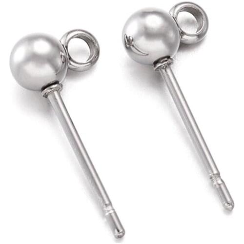 50pc 304 Stainless Steel Ear Stud Components Earring Posts 15x6x4mm Hole: 1mm Pin: 0.4mm For DIY Jewelry Finding MakingEarrings