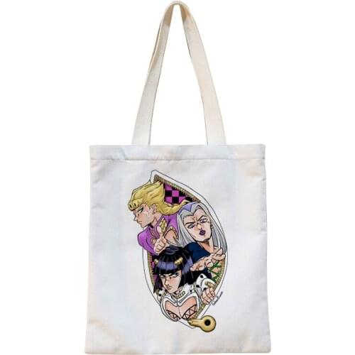 JoJos Bizarre Adventure Women Shoulder Bags Golden Wind HandBag Canvas School Bags Anime Messenger Bag Unisex Travel Tote Bags