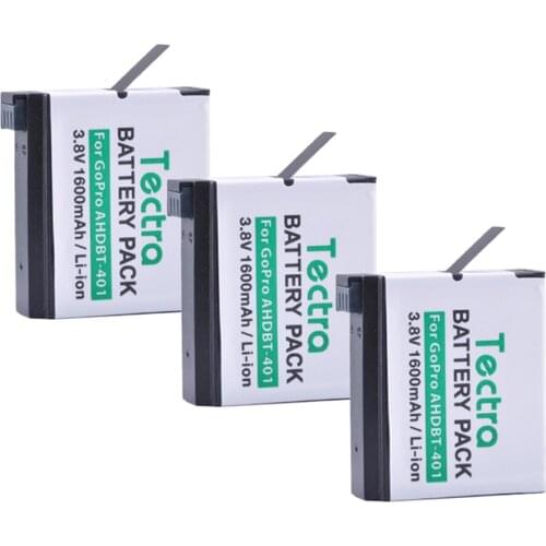 Tectra AHDBT-401 AHDBT 401 3PCS/PACK 3.8V/1600mAh Li-ion battery for GoPro HERO4 Action Camera GoPro AHDBT-401 AHBBP-401