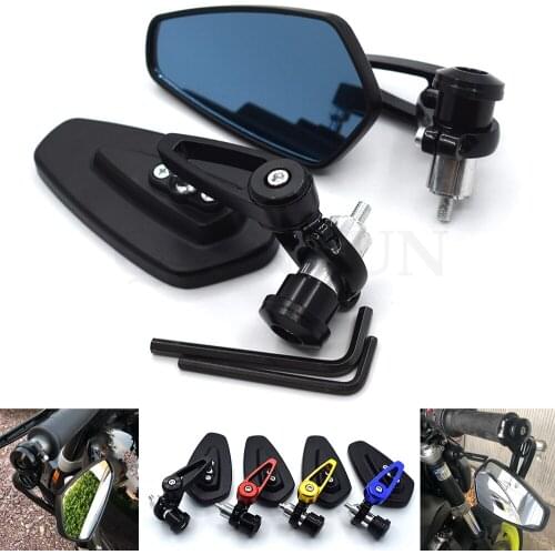 Universal black 7/8'' 22mm motorcycle side mirror handlebar end mirror For Kawasaki ZX7R ZX9 ZX1100 ZRX1100 ZZR1200 ZG1000