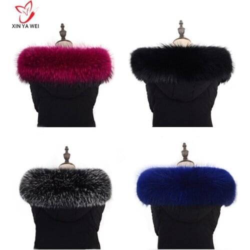 100% Real fur collar for Parkas coats Natural raccoon scarf luxury women fur scarves mens jackets 60cm 65cm 70cm 75cm 80cm