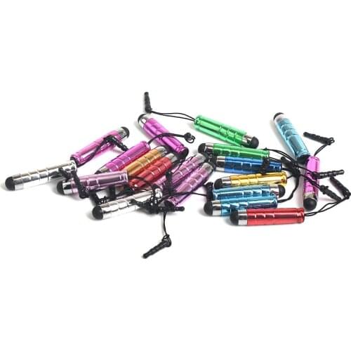 100Pcs Mini Capacitive Screen Stylus Touch Pen with Anti Dust Plug for IPhone IPad for Samsung Galaxy Tablet