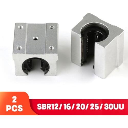 2PCS SBR10UU SBR12UU SBR16UU SBR20UU SBR25UU SBR30UU 12mm 16mm 20mm Linear Ball Bearing Block for CNC Router Linear Guide Rail