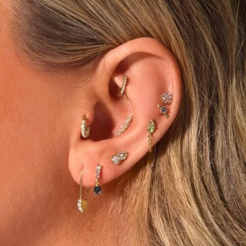 2021 Delicate 925 Sterling Silver blue Crystal cz Heart charm Stud Earring for Women arrow shape Earrings Wedding Jewelry Gift