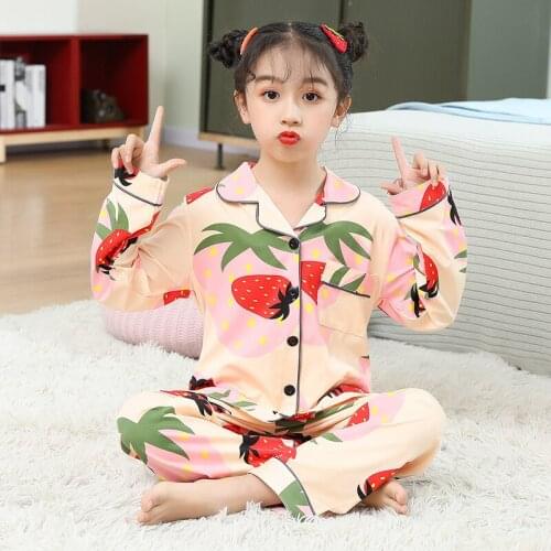 2021 Spring Pajamas for Teen Girls Cotton Boys Homewear Suit Long Sleeve Baby Kids Pajama Set Ful Autumn Cardigan Sleepwear Set