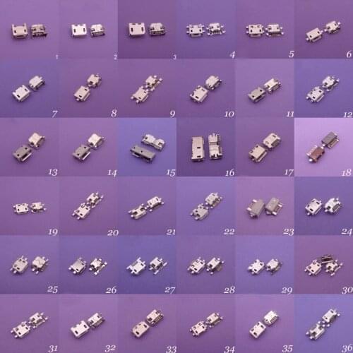 36models 72pcs Micro USB Jack 5p 5 pins Charging port Socket Connector for SONY Lenovo Huawei Blackberry Nokia HP ACER ASUS