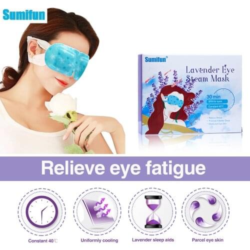 Sumifun 5Pcs Lavender Oil Steam Eye Mask Eye Care Skin Dark Circle Eliminate Puffy Eyes Fine Line Wrinkle Anti aging Eye Massage