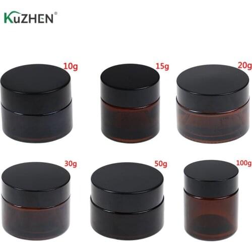Lip Balm Sample Container Jar Pot Glass Amber Brown Cosmetic Face Cream Bottles Makeup Store Vials 10g/15g/20g/30g/50g