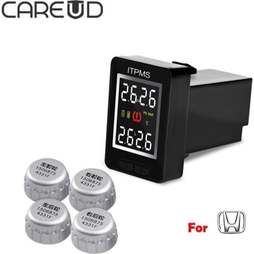 CAREUD TPMS U912 for Honda Car Tire Pressure Monitor Wireless Embedded Monitor LCD Screen Battery Changed Car Electronics Alarm