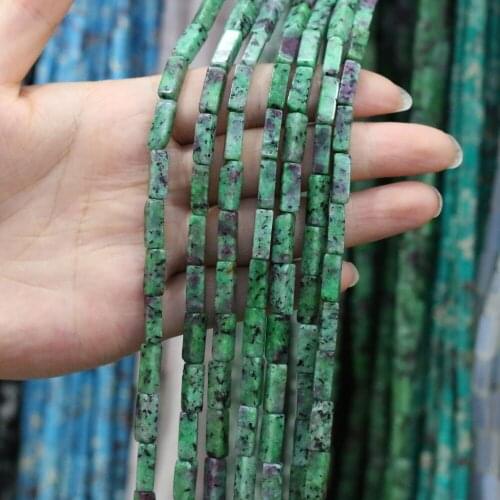 Natural Stone Rectangular Scattered bead agates Red green stone string Beads for Jewelry Making DIY Necklace Bracelet 4x13mm