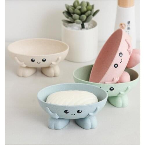 Soap Holder Cute Lovely Soap Drain Box 1Pcs Soap Box Non-slip Soap Dish Bathroom Supplies Soap Holder For Home Bathroom
