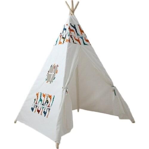 Children Tent Wooden Support Cotton Canvas Indoor Game House Removable And Washable Family Play House Kids Interest Development
