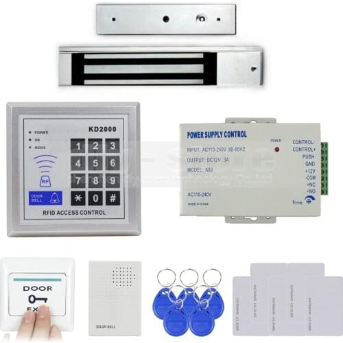 DIYSECUR RFID Keypad With Door Bell Button Access Control Security System Full Kit Set + 280KG Magnetic Lock KD2000