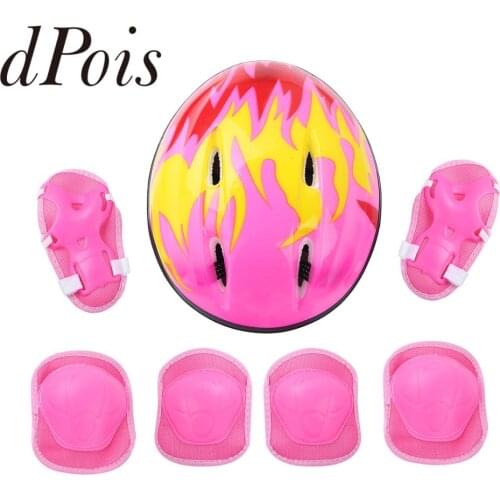 7Pcs Kids Bicycle Helmet Protective Gear Outfit Knee Wrist Guard Elbow Pad Set for Cycling Scooter Skateboard Roller Skating