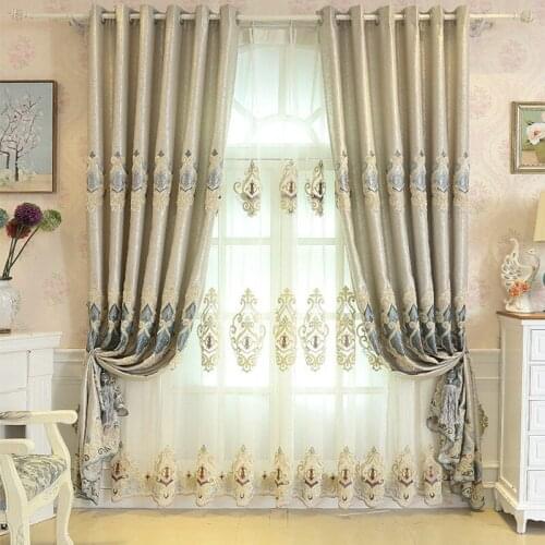 Hot Selling European-Style Embroidered Curtains Modern Living Room Bedroom Shading Fabric Curtains for Livingroom, Bedroom