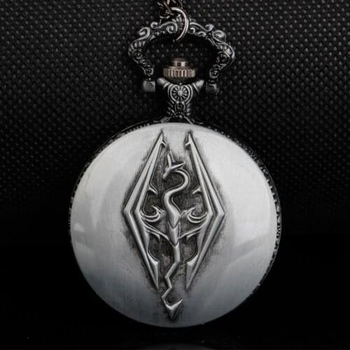 Classic Quartz Pocket Watch Game Theme with Chain Pendant Necklace Men Women Gifts Bronze/Grey CF1228