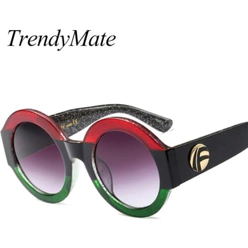 Round Women Sunglasses 2018 Newest Brand Red Green Women Men UV400 Shades Vintage Circle Sun Glasses Lunette Femme Gafas 1251T