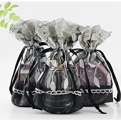 Leaves design Lace Drawstring Sugar Candy Cookie Gift Bag Wedding Jewlry Packing Pouch 13x18 10Pcs/Lot Can be Customized