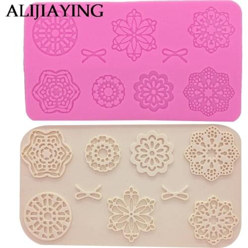 M1203 Silicone Mold Cake Lace Mats Mold Silicone Fondant Cake Decorating Tools Wedding Flower Embossing Mould Bakery